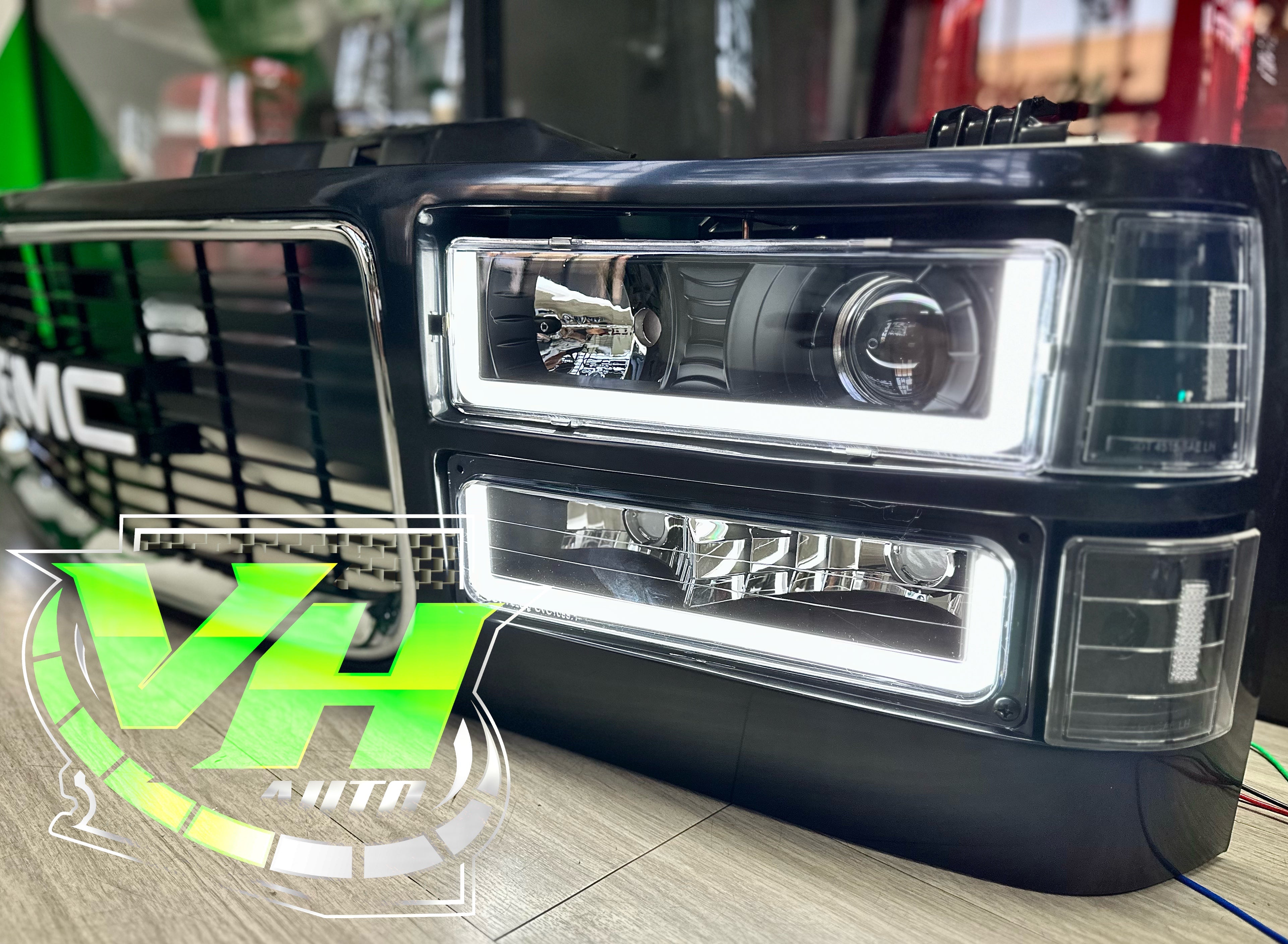 88-98 Chevy Silverado Tahoe Blazer, GMC Sierra Yukon LED “Projector U” Bar  Headlights