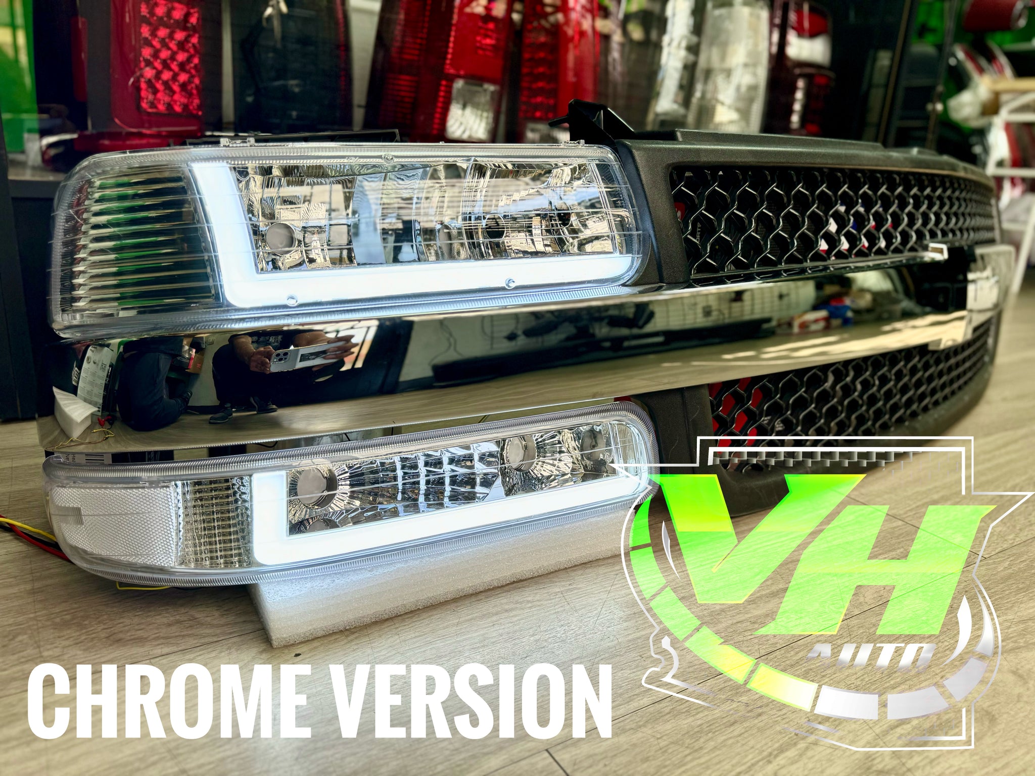 LED DRL Fit For 99-02 Chevy Silverado 1500 2500 HD Headlight+Bumper Lamps Chrome - Foto 8