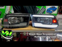 Cargar y reproducir el video en el visor de la galería, 09-18 Dodge Ram DUAL SEQUENTIAL LED Reflector Headlights
